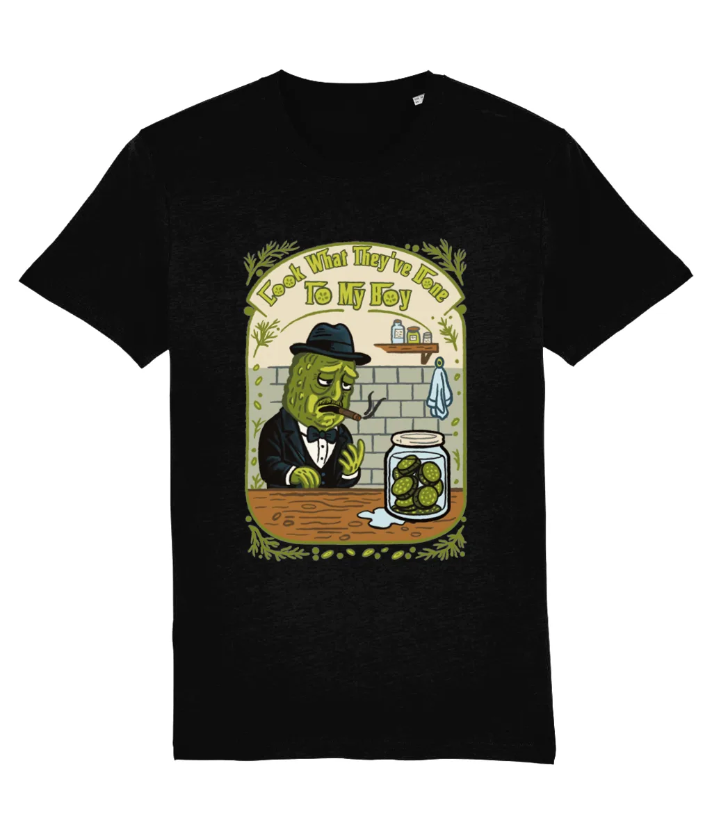 Tricou castravete mafiot: Tricou Premium negru design Castravete Mafiot parodie Godfather, mesaj Look what they've done to my boy